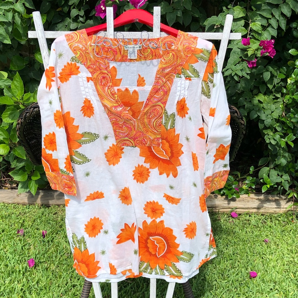💥 Swim Coverup Free w/swim purchase Tunic Cotton Orange S